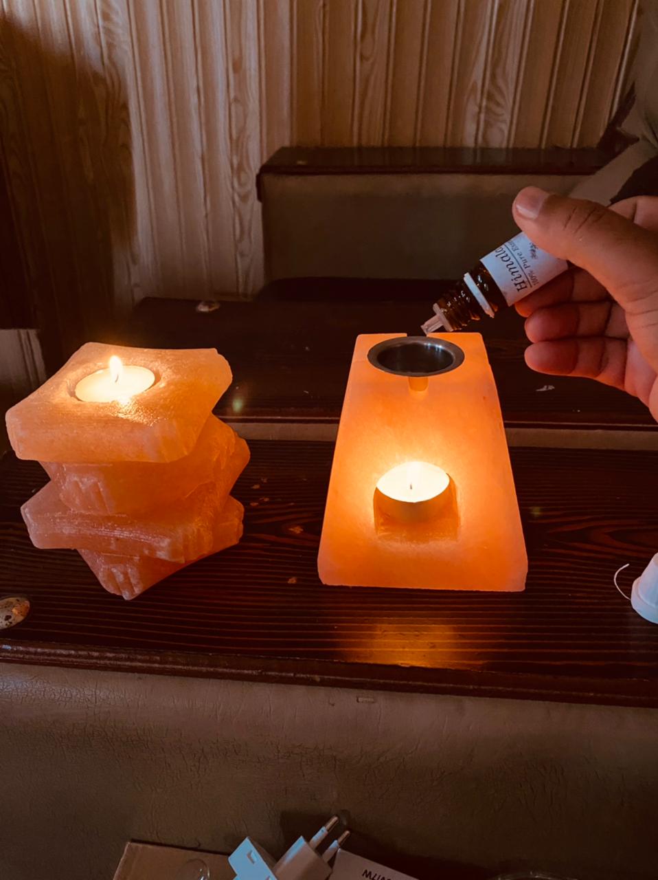 Himalayan Pink Salt Candle Holders Lamps - Afkar Zahabiya